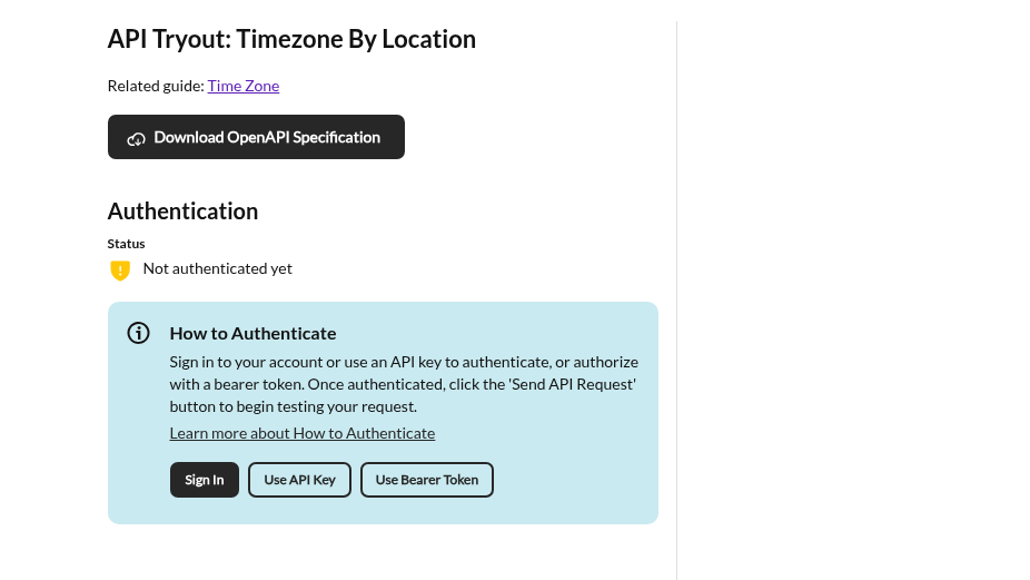 Precisely Developer Portal Timezone API