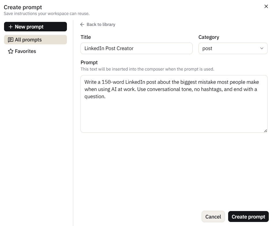 Creating Prompt Library