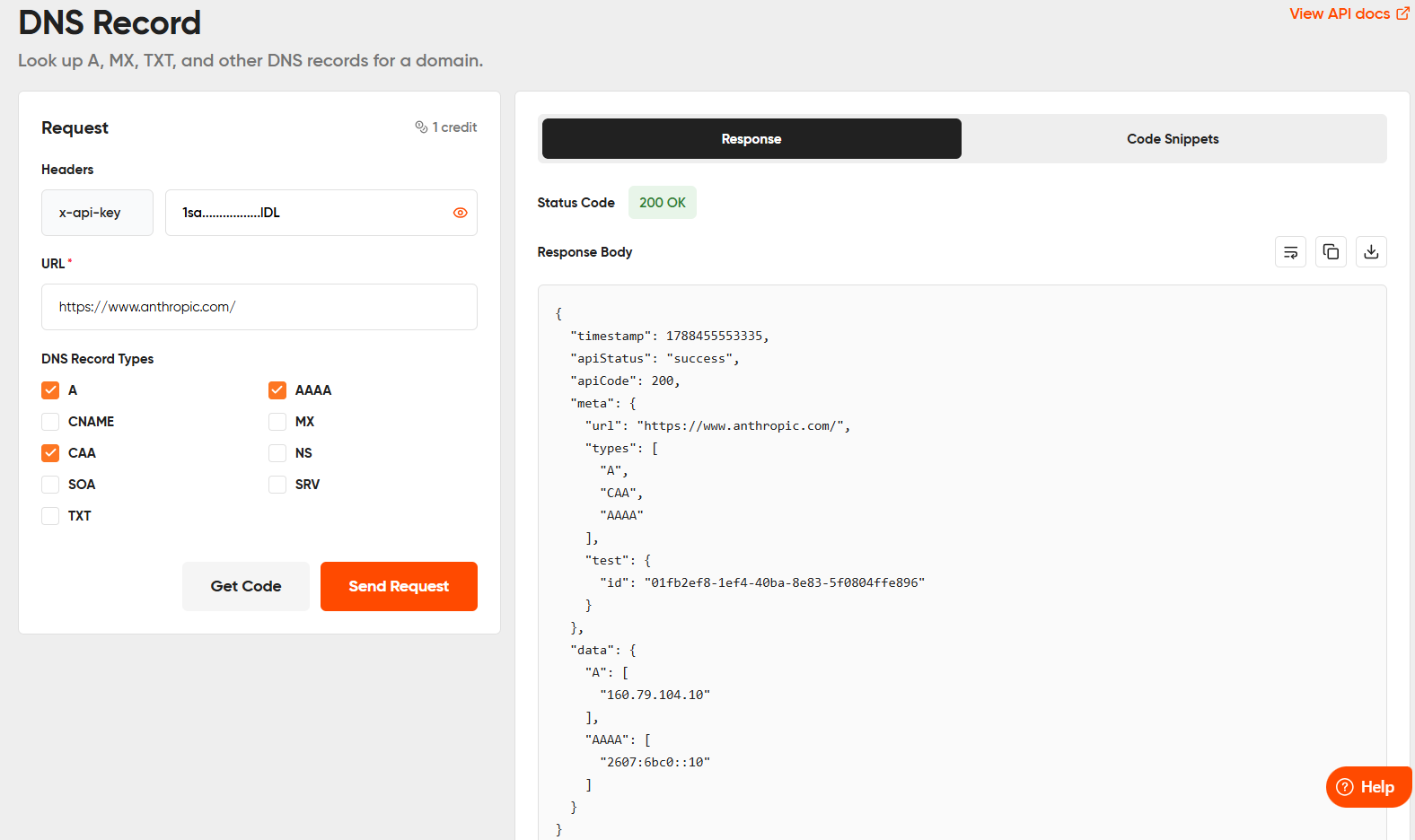 Geekflare Playground DNS Response