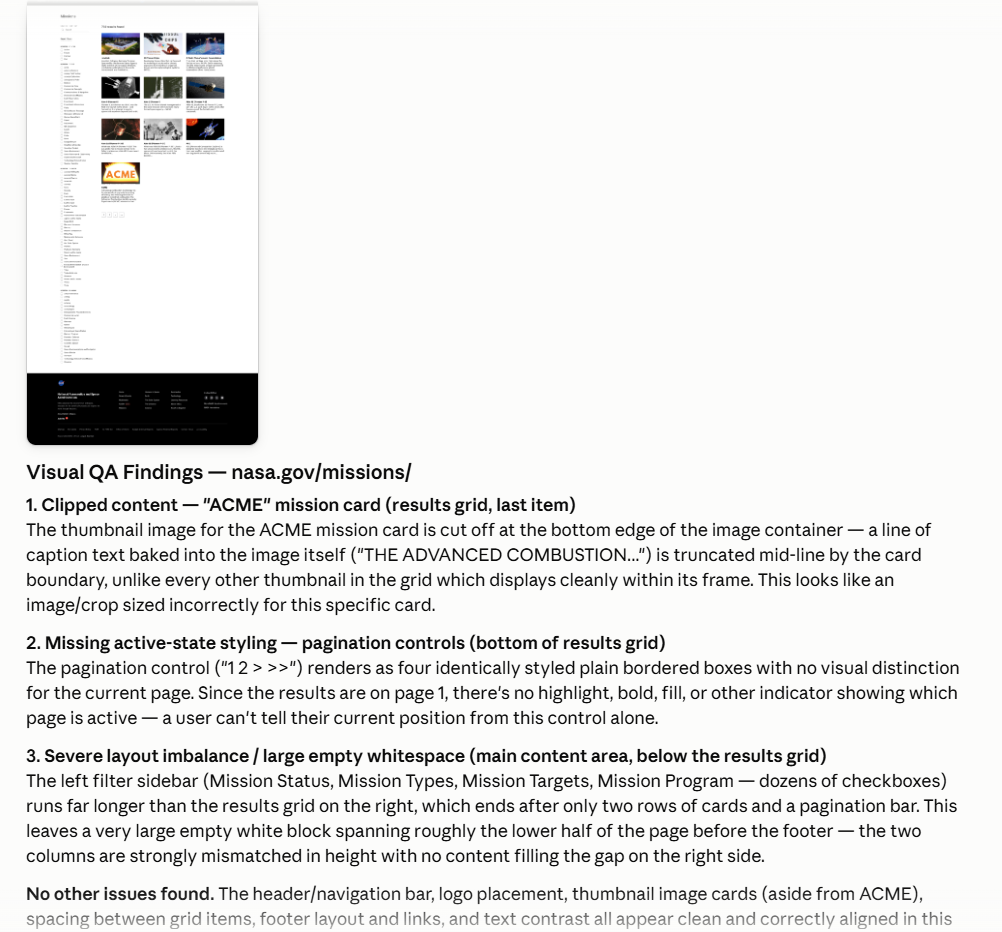 Screenshot testing MCP Response
