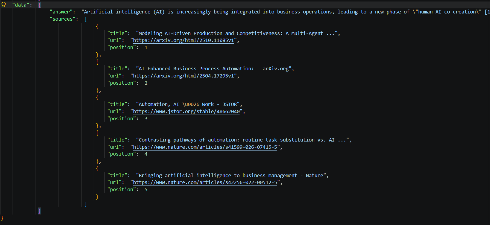 Search API Response