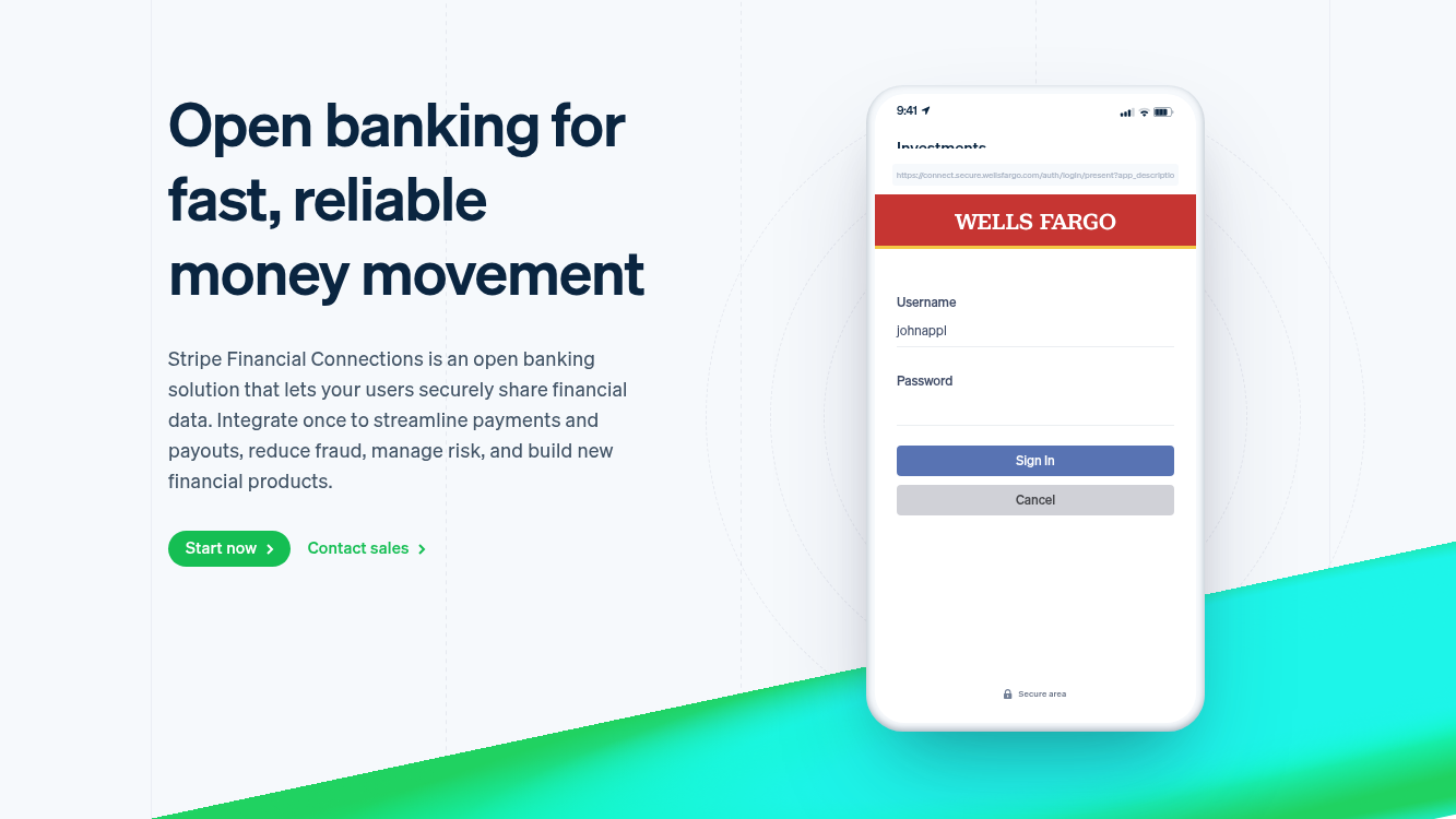 Stripe financial connections