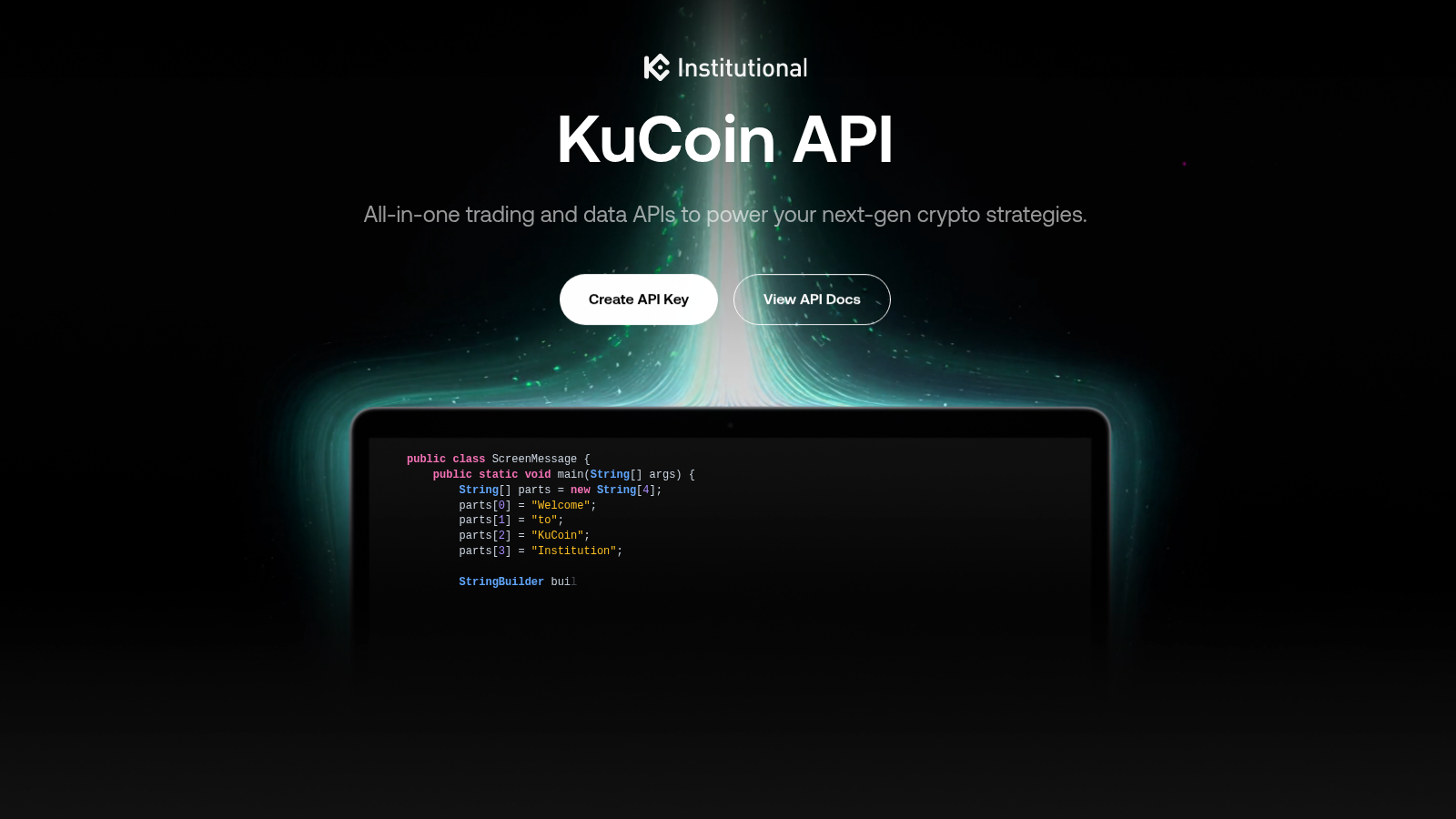 KuCoin crypto trading API page