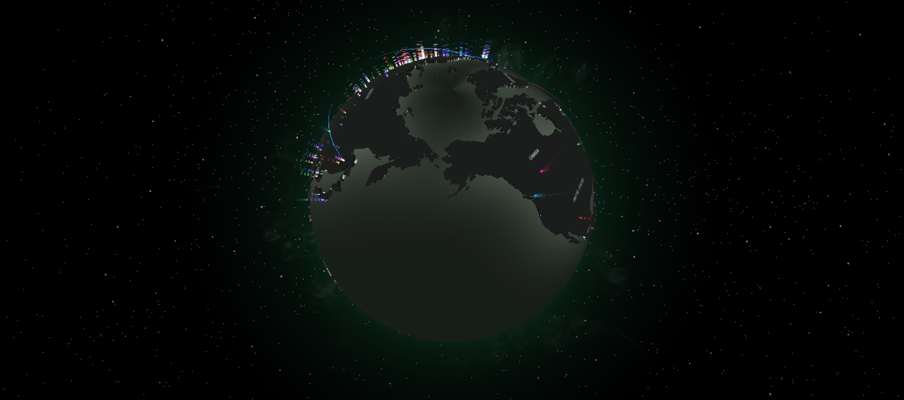 Kaspersky Cyberthreat live map showing real-time attack visualization on a 3D globe
