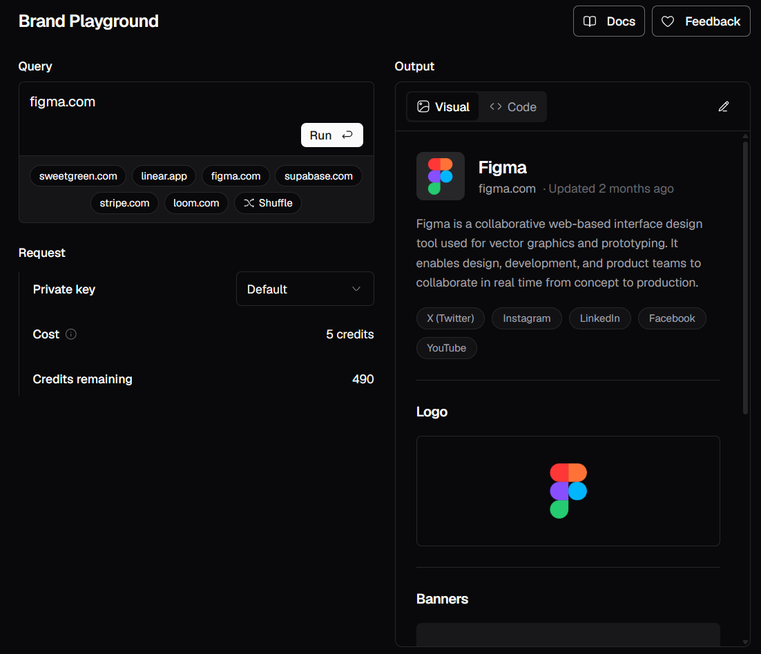 Logo Dev Brand API Response