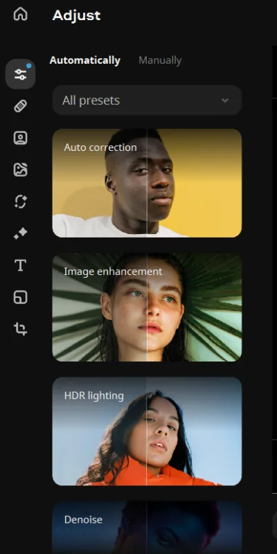 Movavi Photo Editor auto adjust presets