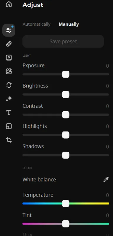 Movavi Photo Editor manual adjustments