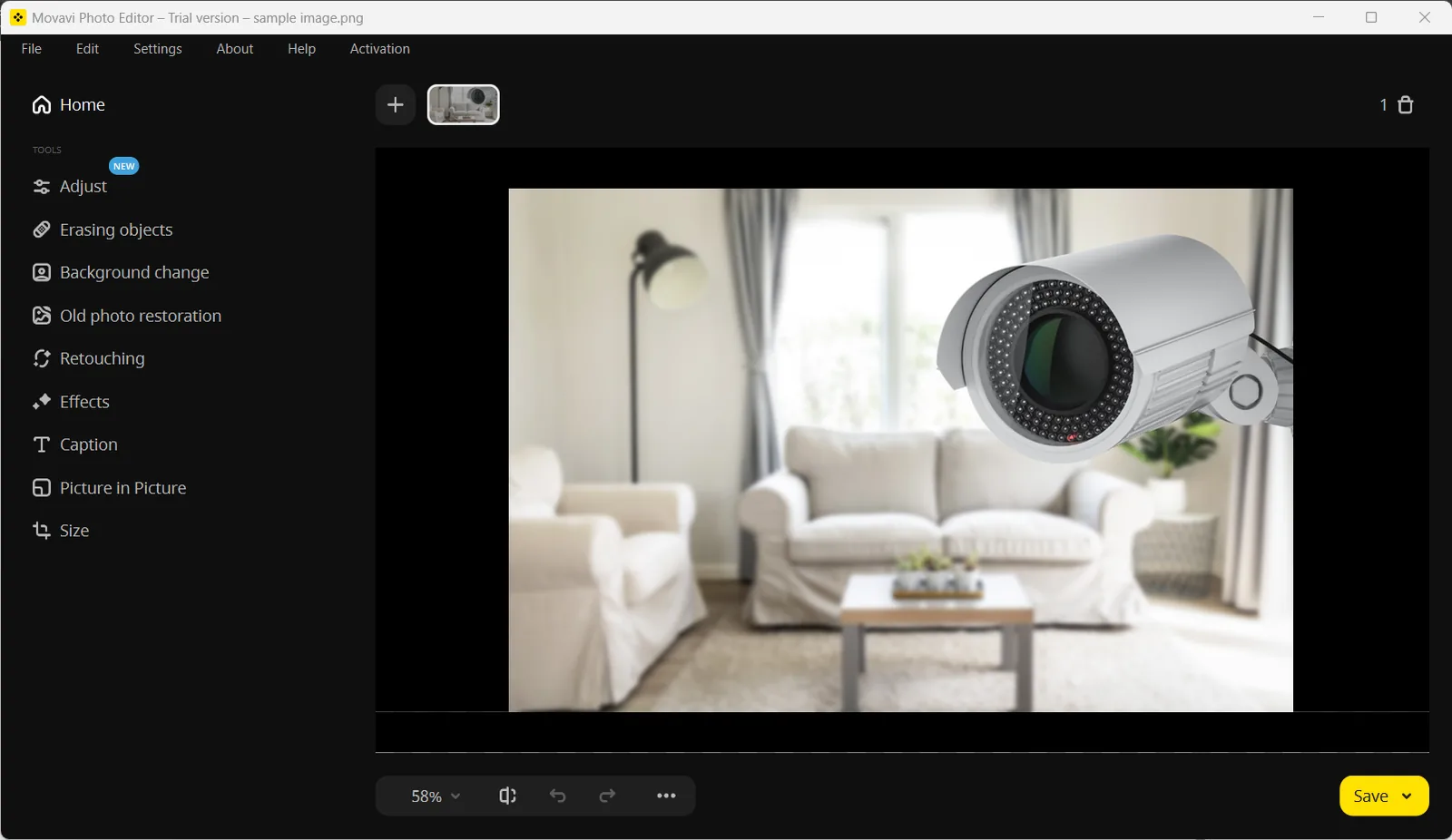 Movavi Photo Editor interface
