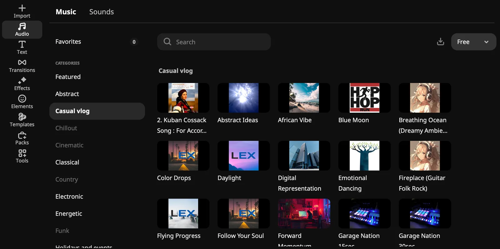 Movavi stock music library