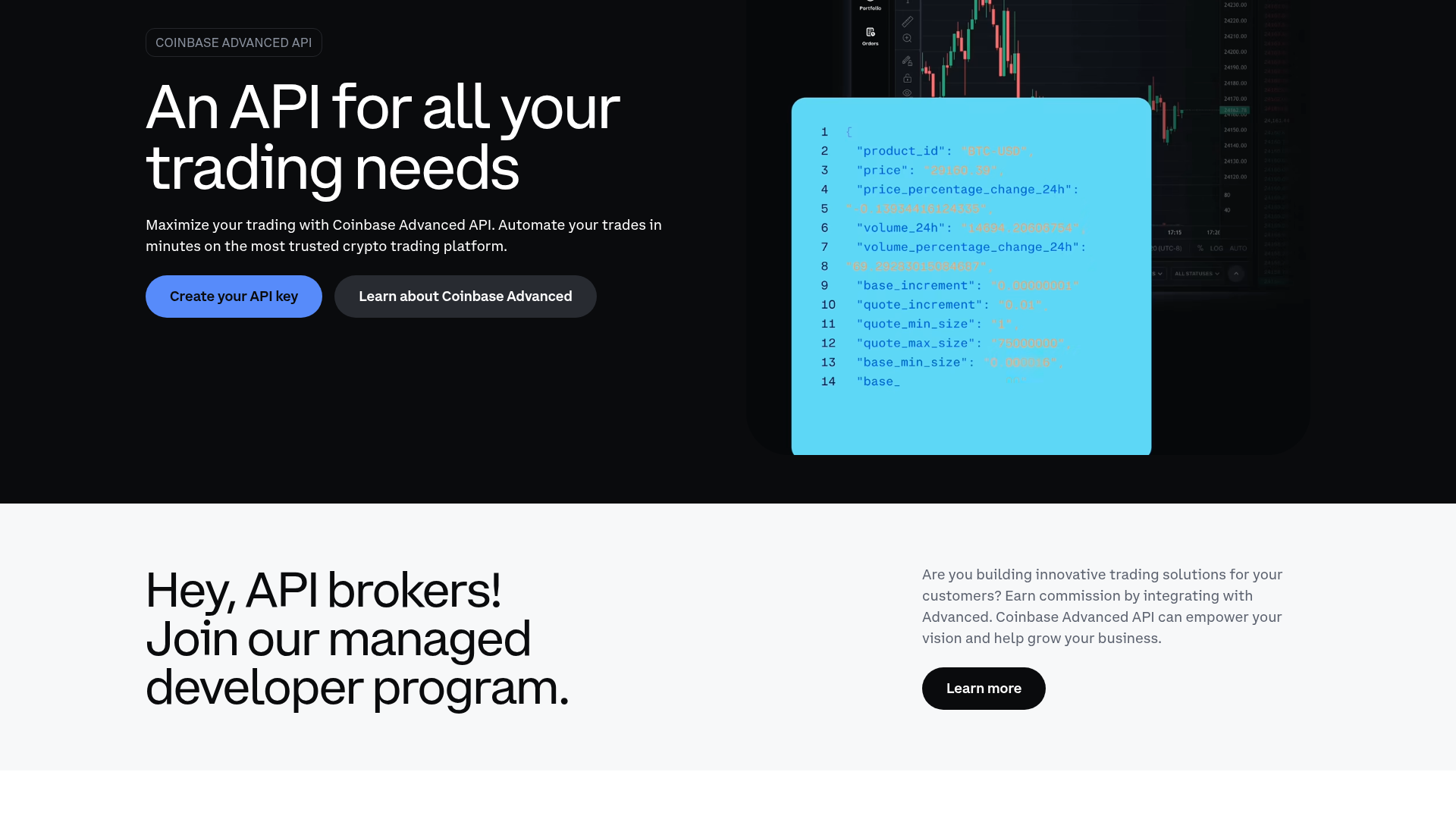Coinbase Advanced Trade API product page