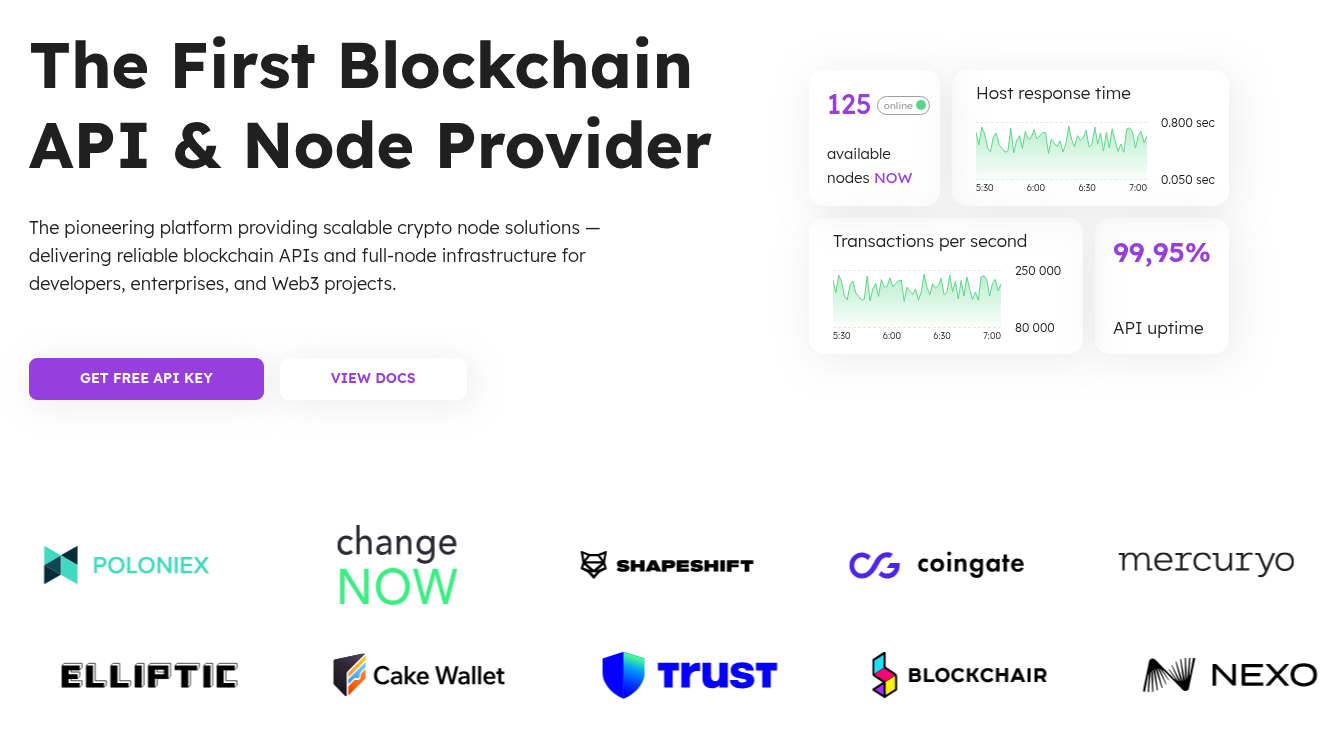 NOWNodes blockchain node API homepage