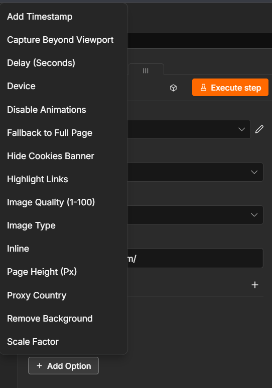 Additional Screenshot options