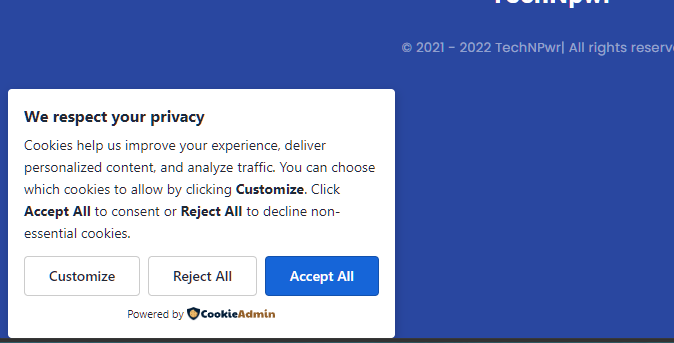 Cookieadmin activated site