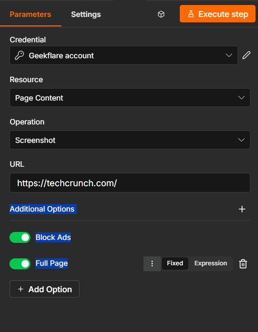 Geekflare-n8n-screenshot-configuration
