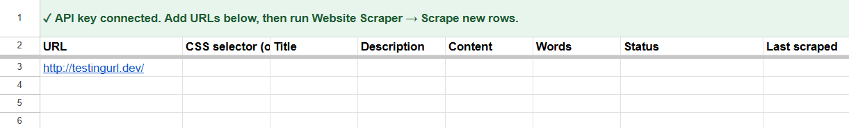 Google Sheets Website Scraper template