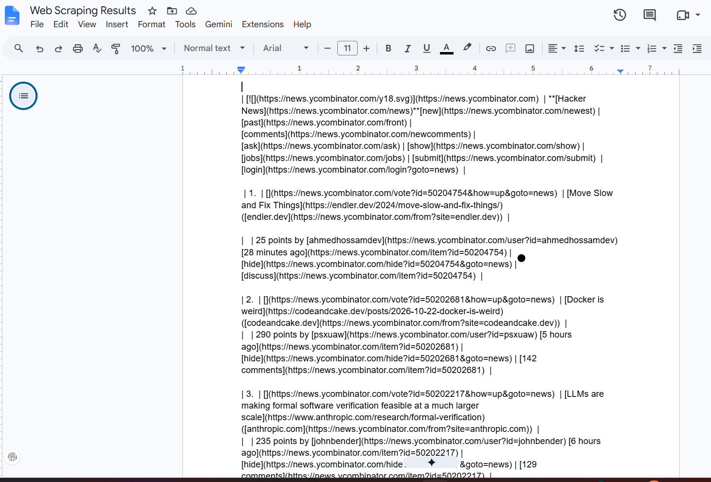 Web Scraping Response