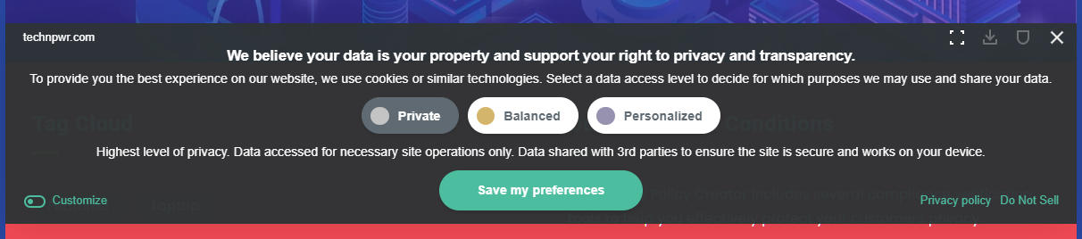 Cookie compliance banner live