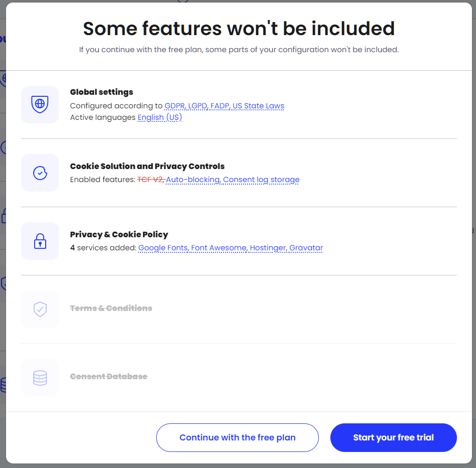 Iubenda suggestions