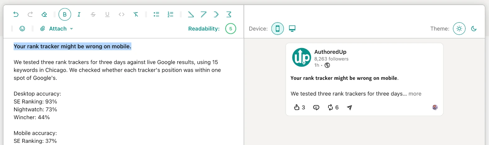 AuthoredUp formatter test