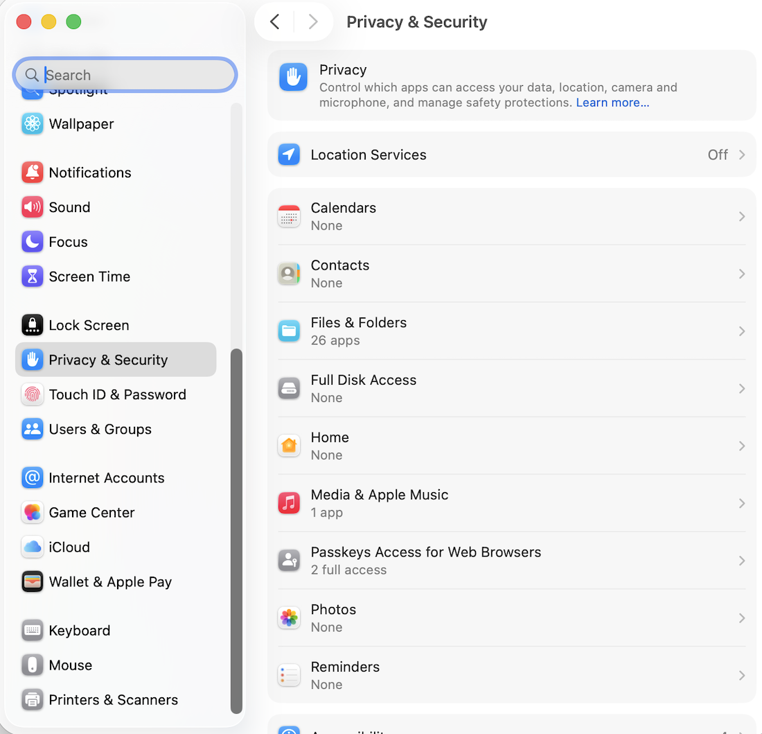 Macos privacy