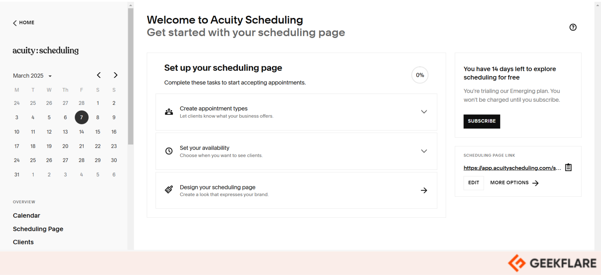 SquareSpace scheduling feature