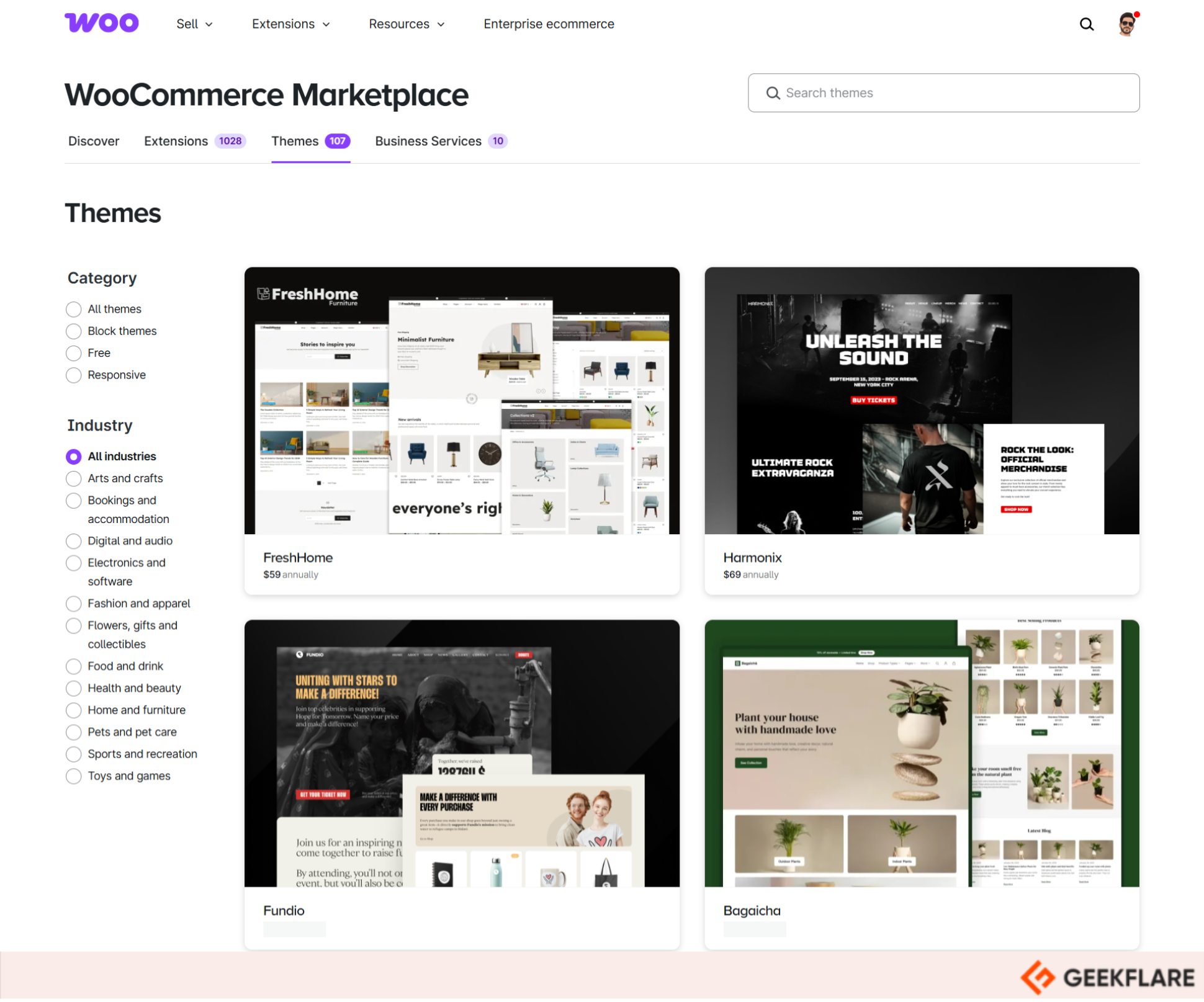 WooCommerce theme marketplace