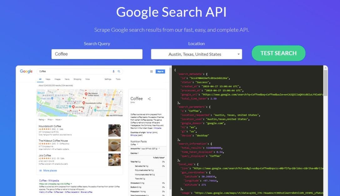 Google Organic Results API - SerpApi