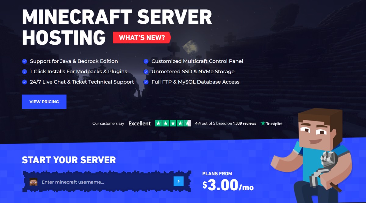 Minecraft Server hosting from 2.45$/month