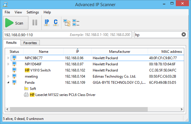 how to scan all ip addresses in a network windows