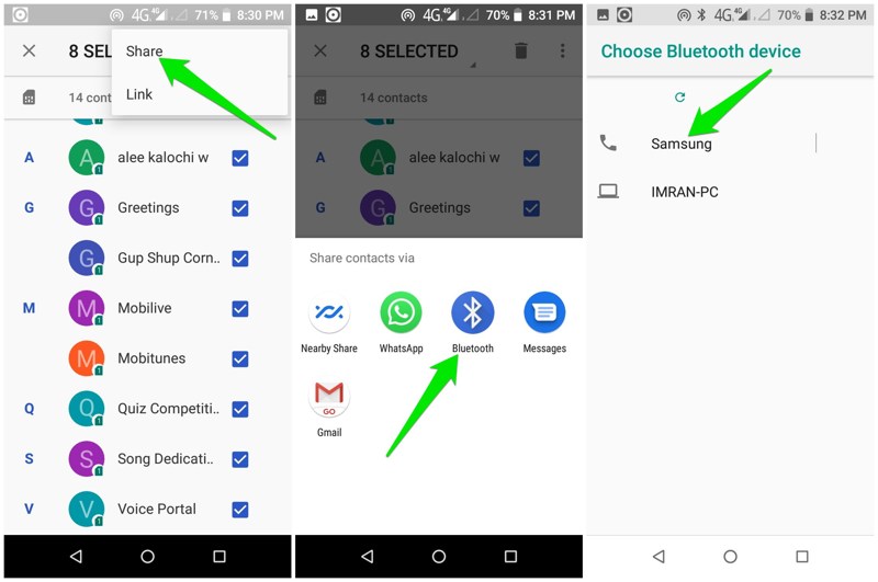 transfer contacts using bluetooth android - send by bluetooth to other devices