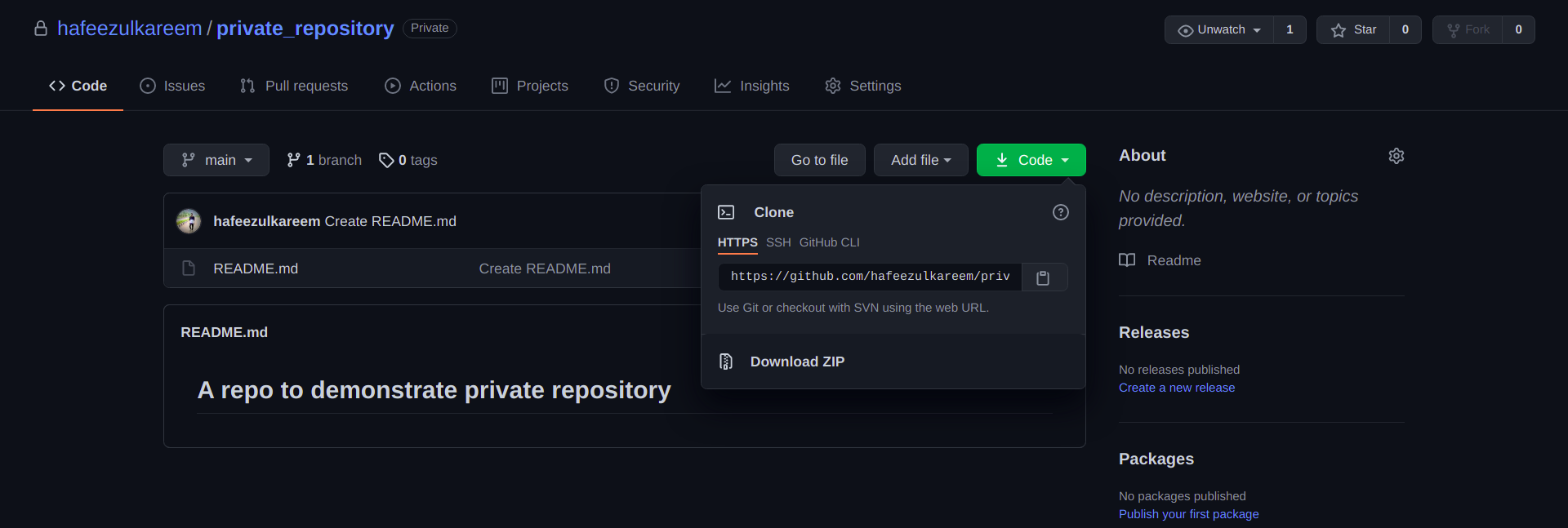 GitHub Private Repository