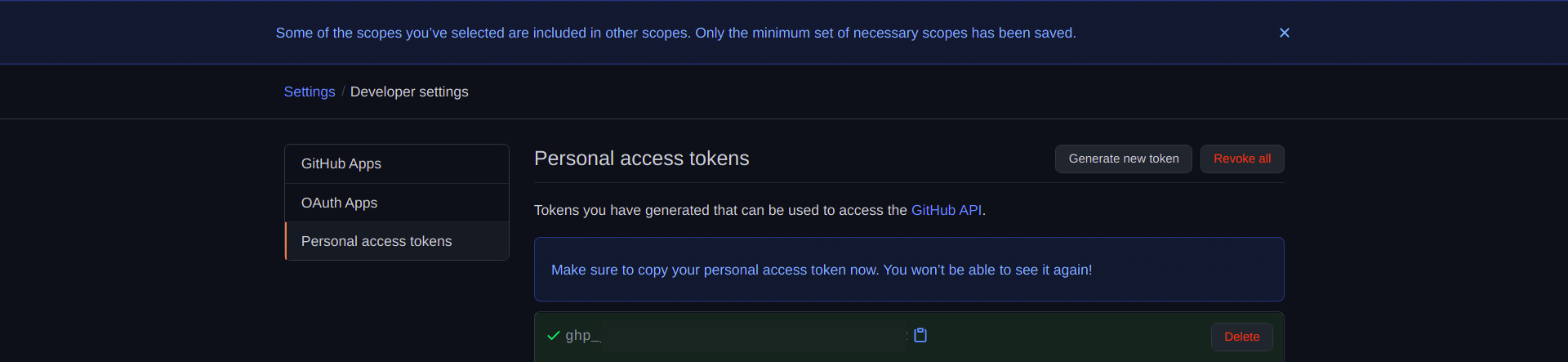 Personal access token