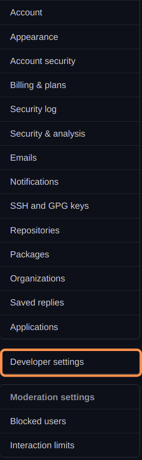 GitHub Developer Settings
