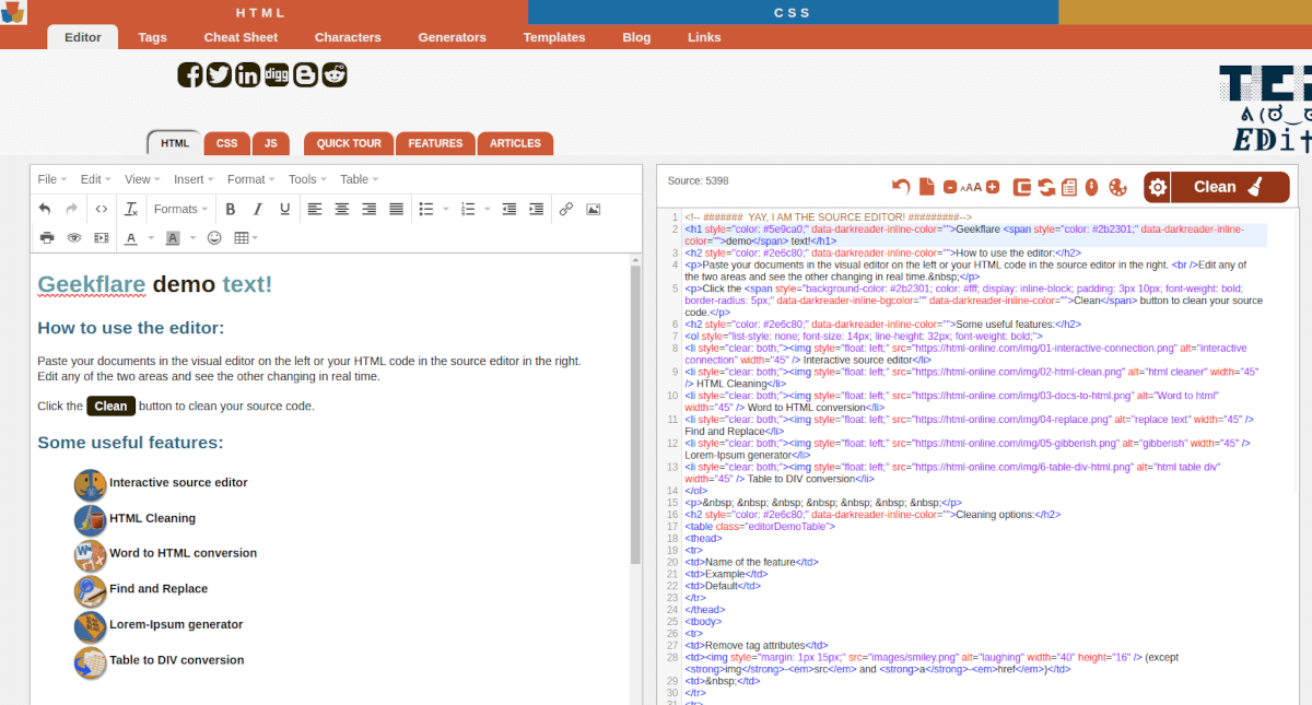 Html live code editor