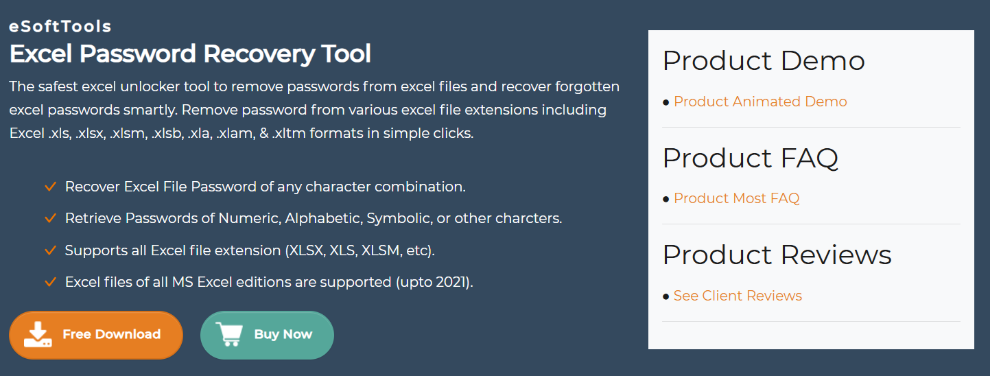 eSoftTools Excel Password Recovery