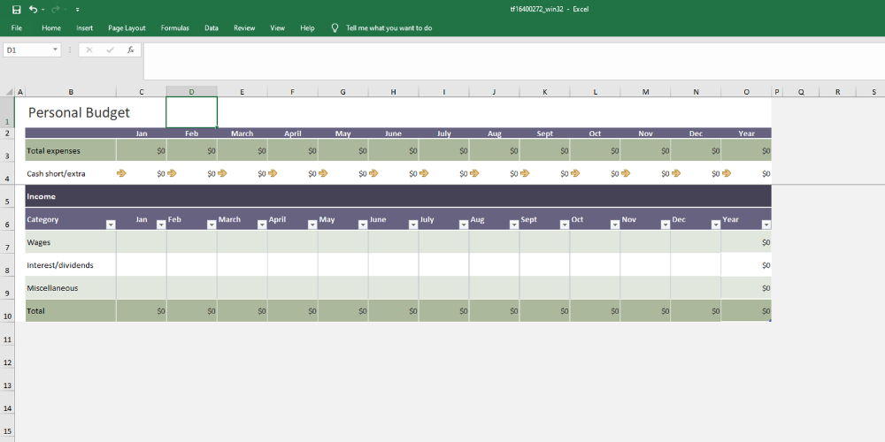 monthly budget excel template free