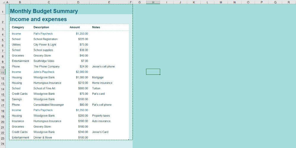 Budget calculator