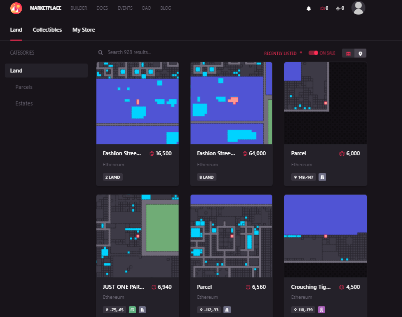 decentraland marketplace to buy land in metaverse