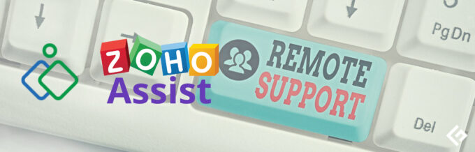 An illustration showing Zoho Assist logo