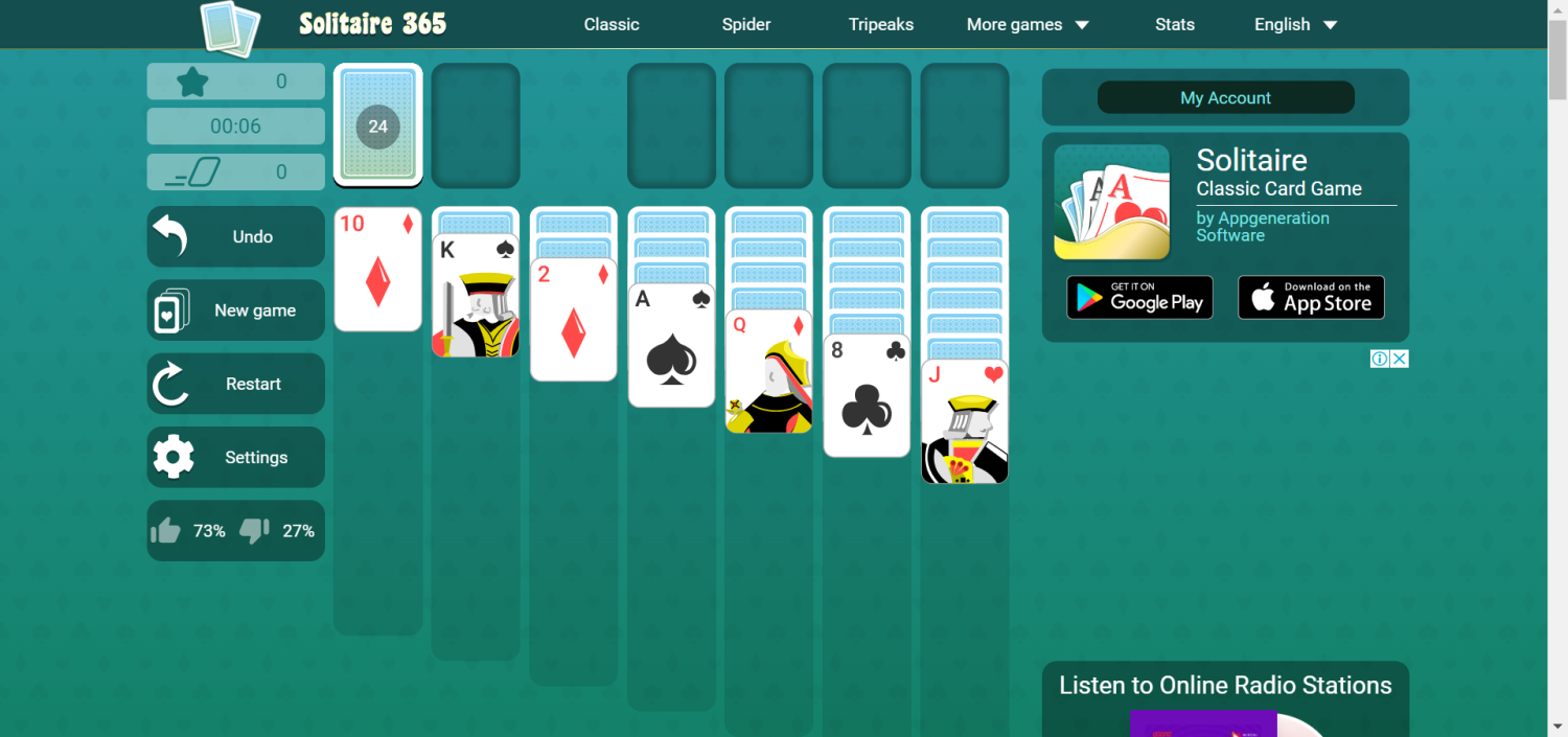 Solitaire  Play Free Online at Solitaire 365