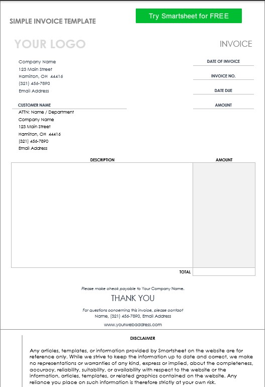 microsoft excel invoice template free download