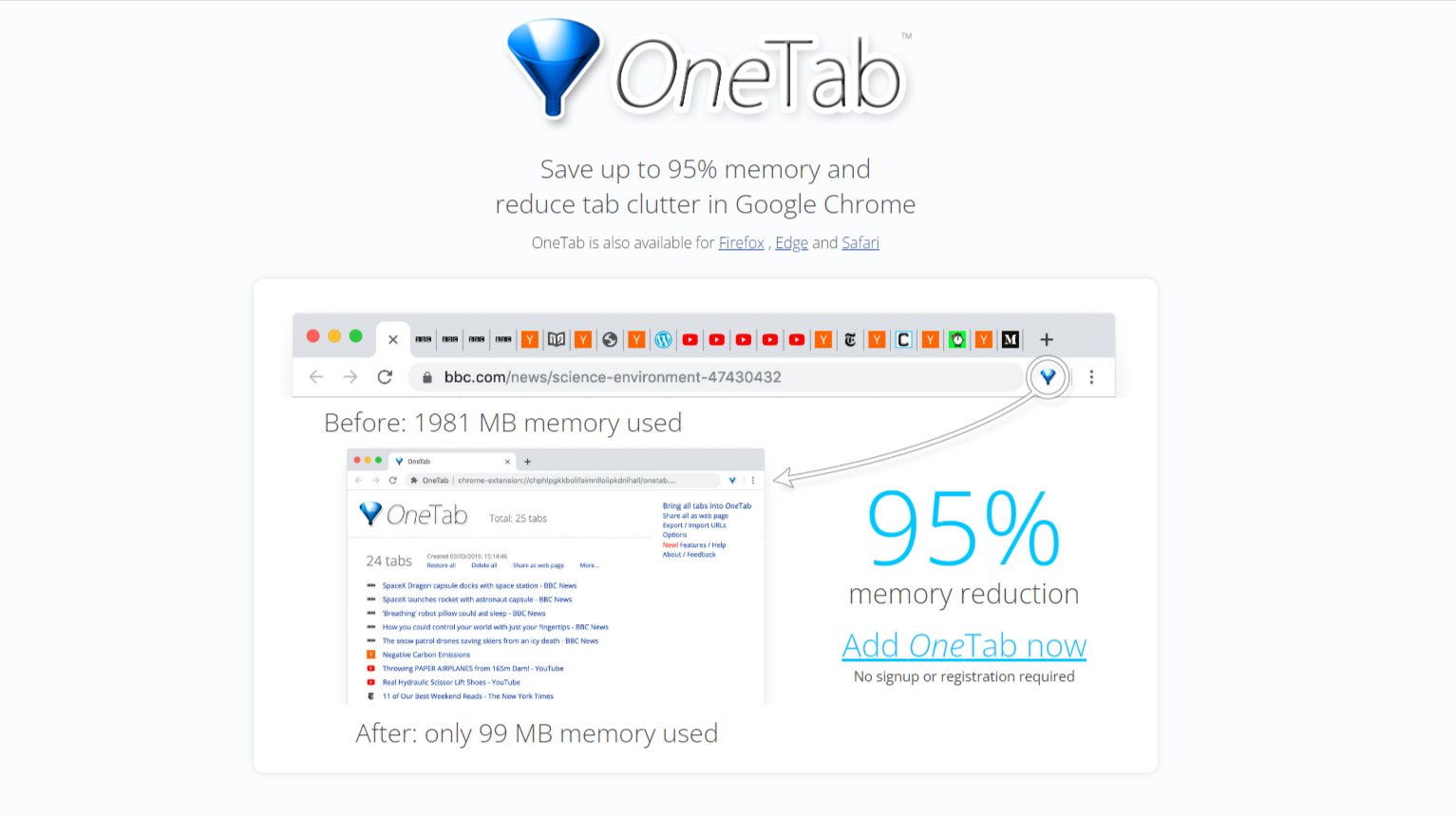 Quick Tips - Declutter your browser with OneTab for Chrome 