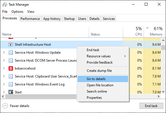 How to Fix Shell Infrastructure Host Having High CPU in Windows - 85