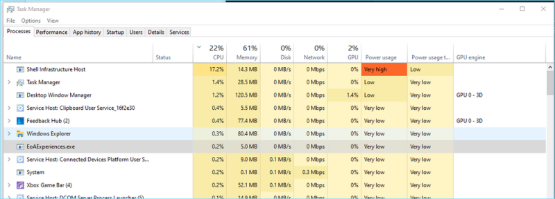 Shell Infrastructure Host in taskbar