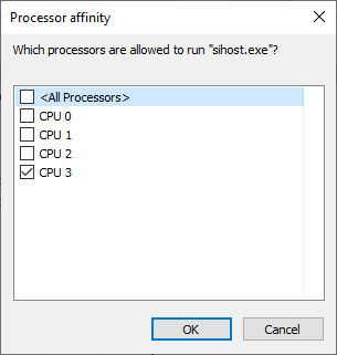 changing affinity of Shell Infrastructure Host from the taskbar 