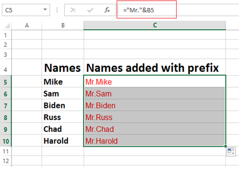 How to Add Prefix and Suffix to Entire Column in Excel - 36