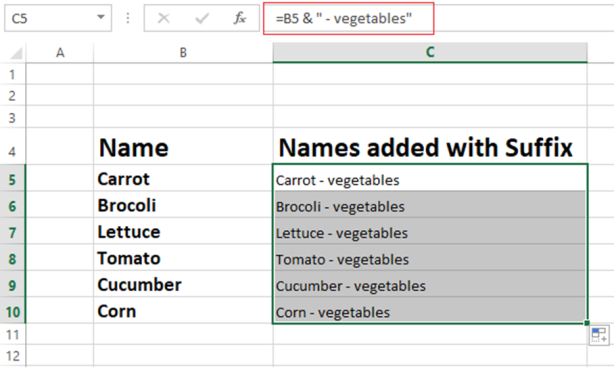 how-to-add-prefix-or-suffix-to-range-of-cells-in-microsoft-excel-2016