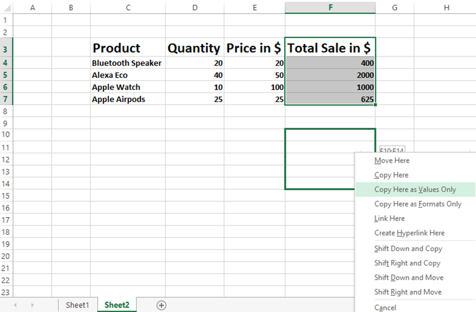 How to Copy Values and Not Formulas in Excel - 14