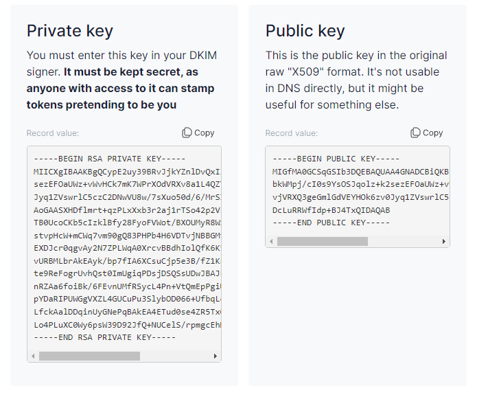 DKIM Record Generator