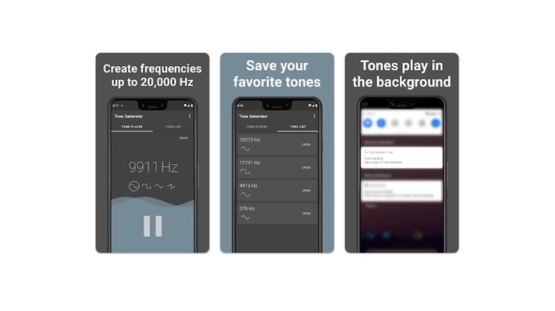 Epsilon Venture's Android Tone Generator backs up with quite a number of features